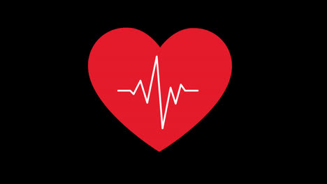 Ein-Rotes-Herz-Mit-Einer-Weißen-Linie-In-Der-Mitte.-Herzfrequenz-Kardiogramm-Konzept,-Transparenter-Hintergrund-Mit-Alphakanal