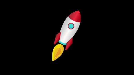 Spaceship-rocket-icon-concept-loop-animation-video-with-alpha-channel