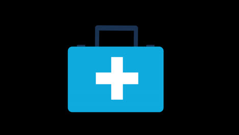 A-blue-first-aid-kit-with-a-white-cross-concept-loop-animation-video-with-alpha-channel