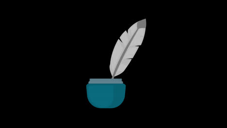 A-feather-in-a-blue-jar-icon-concept-loop-animation-video-with-alpha-channel