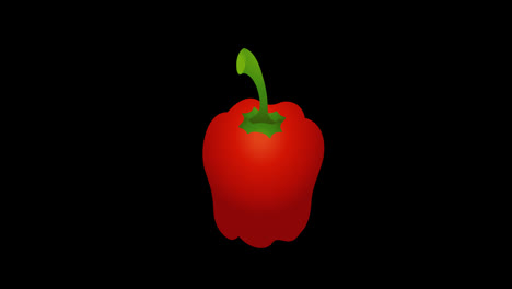 Eine-Rote-Paprika-Mit-Einem-Grünen-Stielsymbol,-Konzeptschleifen-Animationsvideo-Mit-Alphakanal