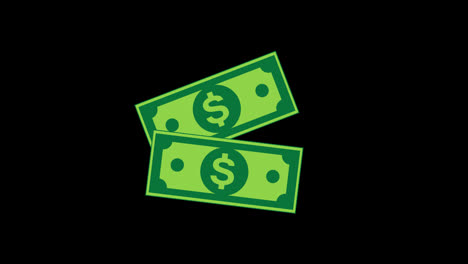 Dollar-sign,-two-money-dollar-icon-concept-loop-animation-video-with-alpha-channel
