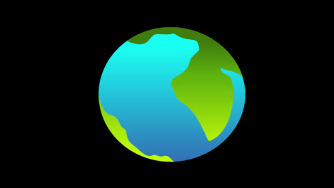 Una-Animación-Conceptual-Del-Icono-Del-Mapa-Del-Planeta-Tierra-Del-Globo-Azul-Y-Verde-Con-Canal-Alfa