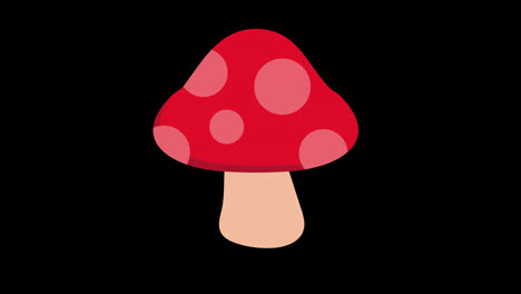 red-and-white-mushroom-icon-concept-loop-animation-video-with-alpha-channel