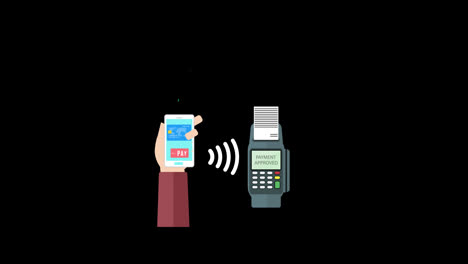 Halten-Sie-Ein-Smartphone-Mit-Geld,-Das-Aus-Dem-Mobiltelefon-Kommt,-Zu-Einer-Konzeptanimation-Für-Einen-Zahlungsautomaten-Mit-Alphakanal