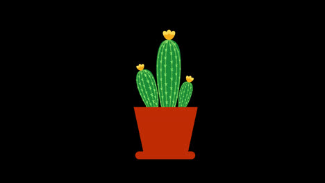 Una-Planta-De-Cactus-En-Maceta-Con-Hojas-Verdes-Icono-Concepto-De-Vídeo-De-Animación-En-Bucle-Con-Canal-Alfa