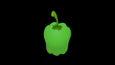 A-green-bell-pepper-with-a-green-stem-icon-concept-loop-animation-video-with-alpha-channel