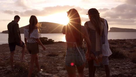 Friends-Walking-On-Cliff-Watching-Sunset-Shot-On-R3D