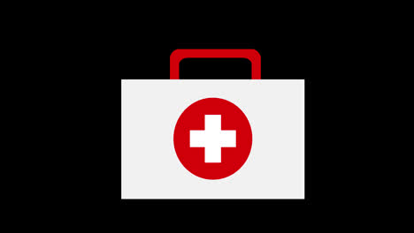 Ein-Weiß-rotes-Erste-Hilfe-Set-Mit-Einem-Weißen-Kreuz-Konzept-Loop-Animationsvideo-Mit-Alphakanal