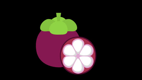 Eine-Violette-Mangostanfrucht-Mit-Einem-Grünen-Blatt-Darauf.-Konzeptanimation-Mit-Alphakanal