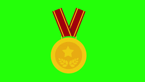 Una-Medalla-De-Oro-Con-Una-Estrella-Y-Un-Icono-De-Cinta-Roja-Concepto-De-Vídeo-De-Animación-En-Bucle-Con-Canal-Alfa