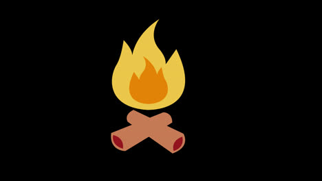 Lagerfeuer-überkreuzte-Baumstämme-Und-Feuerflammen-Symbol-Konzept-Loop-Animationsvideo-Mit-Alphakanal