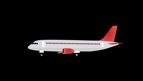 Un-Avión-Rojo-Y-Blanco-Volando-En-El-Cielo-Animación-Conceptual-Con-Canal-Alfa