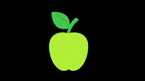 An-apple-icon-with-a-green-leaf-on-top,-symbolizing-freshness-concept-animation-with-alpha-channel