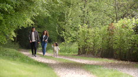 Couple-and-young-daughter-enjoying-a-country-walk-together