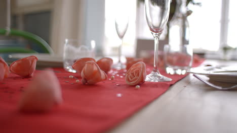 Slow-Motion-Shot-Of-Table-Setting-For-Valentines-Day-Meal
