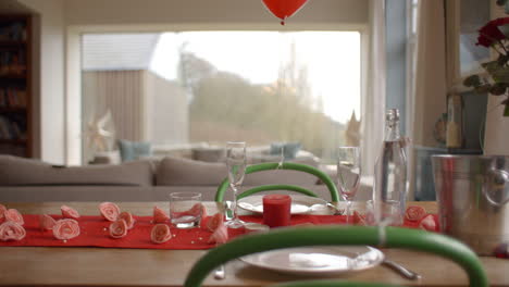 Slow-Motion-Shot-Of-Table-Setting-For-Valentines-Day-Meal