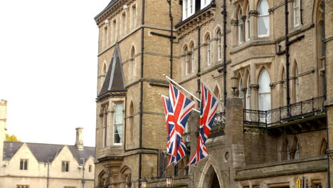 Union-Jack-Flags-Outside-Randolph-Hotel-In-Oxford