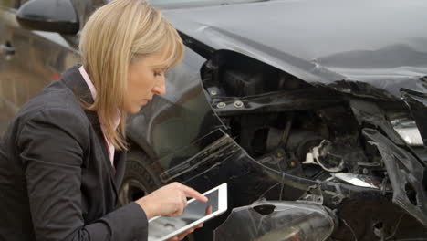 Loss-Adjuster-With-Digital-Tablet-Inspecting-Damaged-Car
