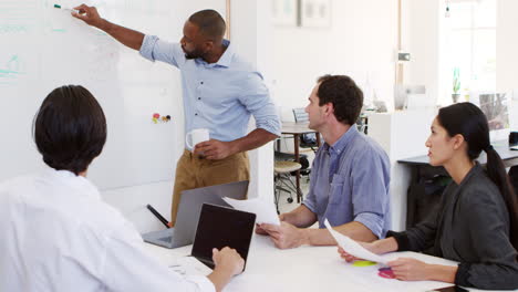 Young-black-man-using-a-whiteboard-in-an-office-meeting
