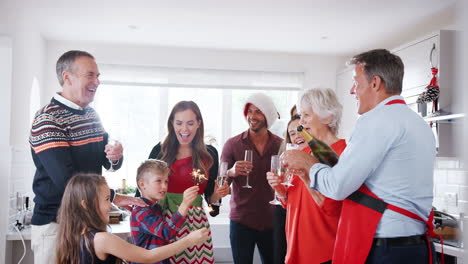 Familie-Und-Freunde-Aus-Mehreren-Generationen-Feiern-Mit-Getränken-Vor-Dem-Abendessen-Auf-Der-Weihnachtshausparty