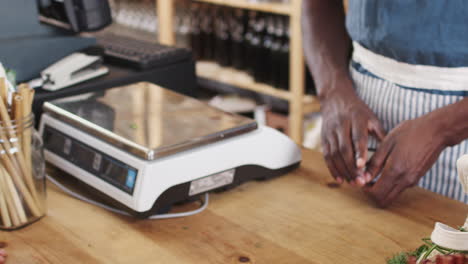 Close-Up-Of-Customer-Making-Contactless-Payment-For-Shopping-At-Checkout-Of-Grocery-Store