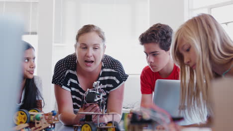Students-With-Female-Teacher-In-After-School-Computer-Coding-Class-Learning-To-Build-Robot-Vehicle