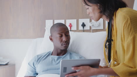 Doctor-With-Digital-Tablet-Visiting-And-Talking-With-Male-Patient-In-Hospital-Bed