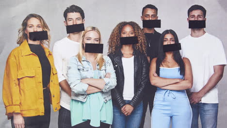 Freedom-Of-Speech-Concept-Showing-Group-Of-Young-People-With-Mouths-Covered-With-Tape