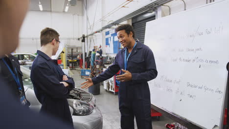 Male-Tutor-By-Whiteboard-With-Students-Teaching-Auto-Mechanic-Apprenticeship-At-College