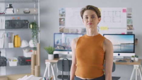 Portrait-Of-Female-Architect-In-Office-Standing-By-Desk