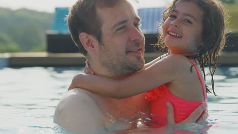 Father-And-Daughter-Having-Fun-In-Swimming-Pool-On-Summer-Vacation-Together