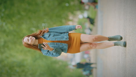 Vertical-Video-Of-Female-Vlogger-Or-Social-Influencer-Travelling-Through-City-Using-Mobile-Phone