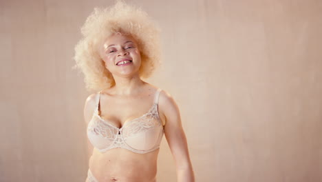Studio-Portrait-Shot-Of-Confident-Natural-Albino-Woman-In-Underwear-Promoting-Body-Positivity