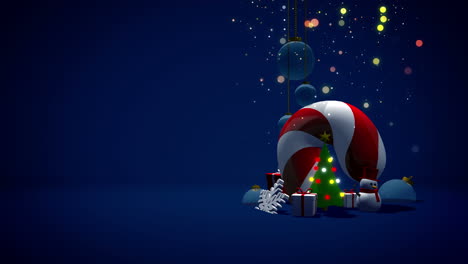Christmas-Event-BackgroundChristmas-background-with-snowman-,-tree-,-deer,-gift-box-,-candy-decorate-and-copyspace-on-night-scene-for-christmas-projects,-Also-good-background-for-scene-and-titles,-logos.--4k-uhd-,-looped