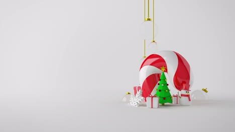 Christmas-Minimal-BackgroundChristmas-background-with-snowman-,-tree-,-deer,-gift-box-,-candy-decorate-and-copyspace-on-white-background-for-christmas-projects,-Also-good-background-for-scene-and-titles,-logos.--4k-uhd-,-looped