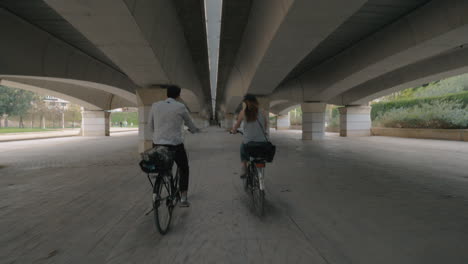 Cycling-under-a-bridge