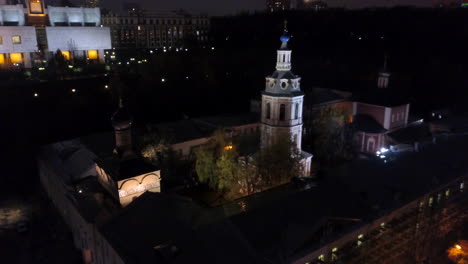 Aerial-view-of-Andreevsky-Monastery-in-night-Moscow-Russia
