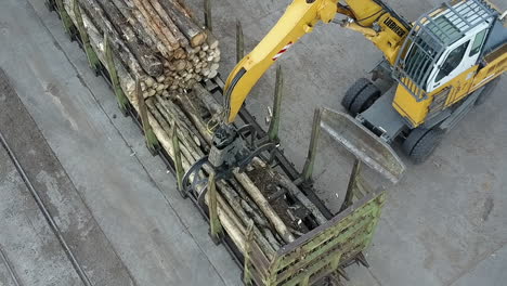 Holzlader-In-Der-Holzverarbeitungsanlage,-Luftaufnahme