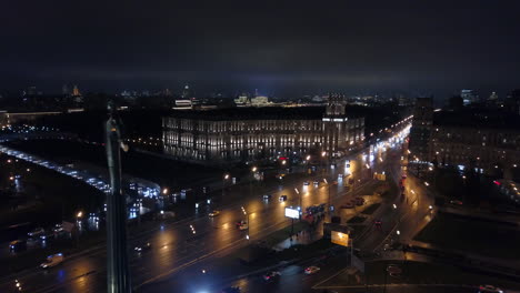 Night-Moscow-with-Leninsky-Avenue-and-Gagarin-Monument-aerial