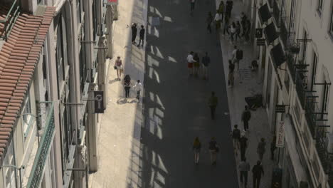 Busy-pedestrian-street-Rua-do-Carmo-viewed-from-santa-Justa-Lift-in-Lisbon