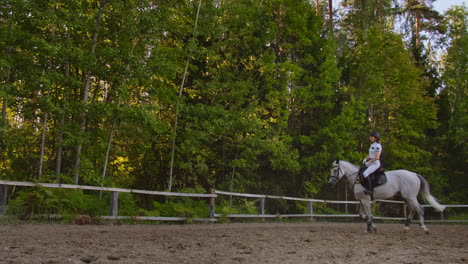 The-best-professional-moment-of-horseback-riding-training-for-women.-She-demonstrates-galloping-skills-with-her-horse-in-nature.