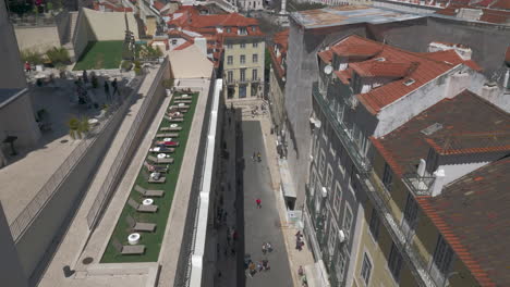 Looking-at-Lisbon-street-from-Santa-Justa-Lift