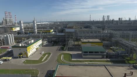 An-aerial-view-of-an-oil-refinery-units-under-the-sunny-sky