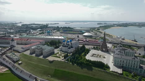 An-aerial-view-of-a-Kazan-Kremlin-against-the-sunny-landscape