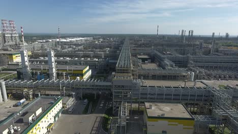 Aerial-view-of-enormous-petroleum-refinery