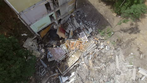 An-aerial-view-of-a-demolished-part-of-a-residential-building