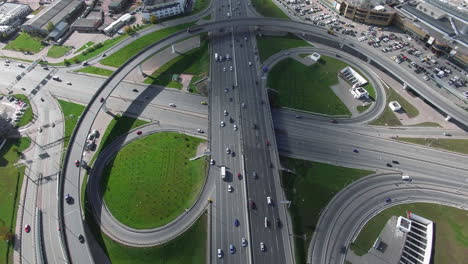 Transport-traffic-on-infinity-interchange-aerial-view