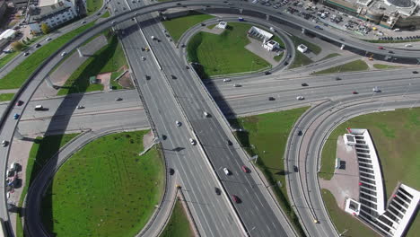 An-aerial-view-of-a-ring-road-junction-on-a-sunny-day
