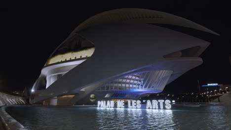 Night-view-of-the-Queen-Sofia-Palace-of-the-Arts-in-Valencia
